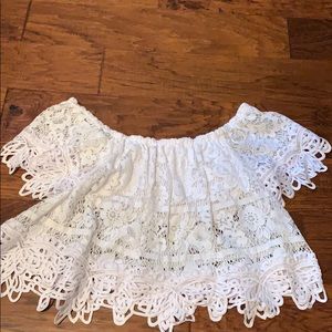 White lace Free People top